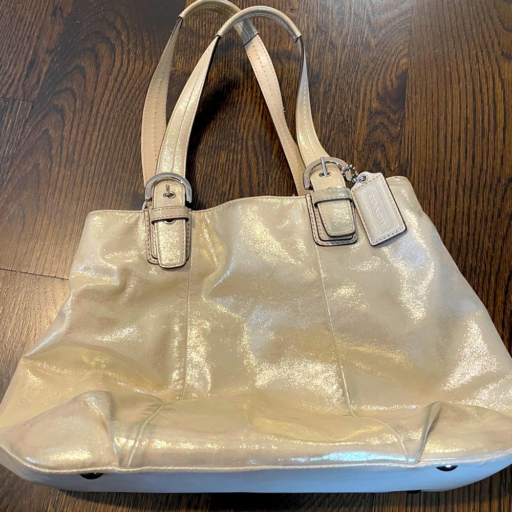 Coach soft leather shiny shoulder bag